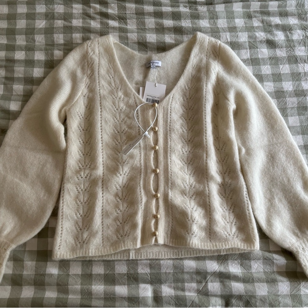 Petite Studio white cardigan sweater